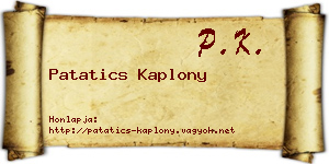 Patatics Kaplony névjegykártya